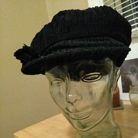 Accessories - Hat, Black courderoy with flower